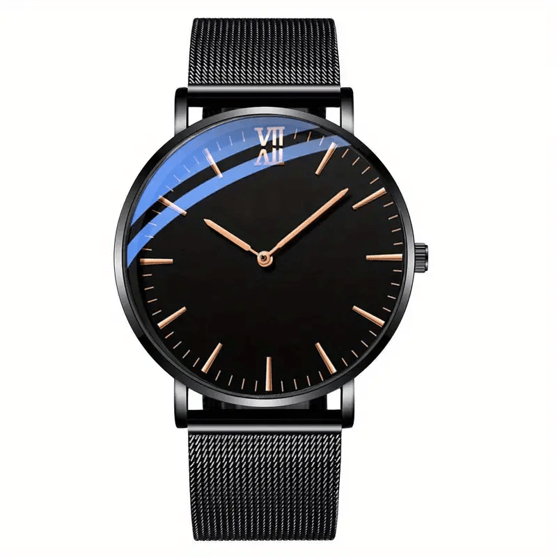 2022 Sleek Mens Ultra-Thin Watch - Elegant Simplicity - Stainless Steel Mesh Band, Quartz Movement, Business Casual