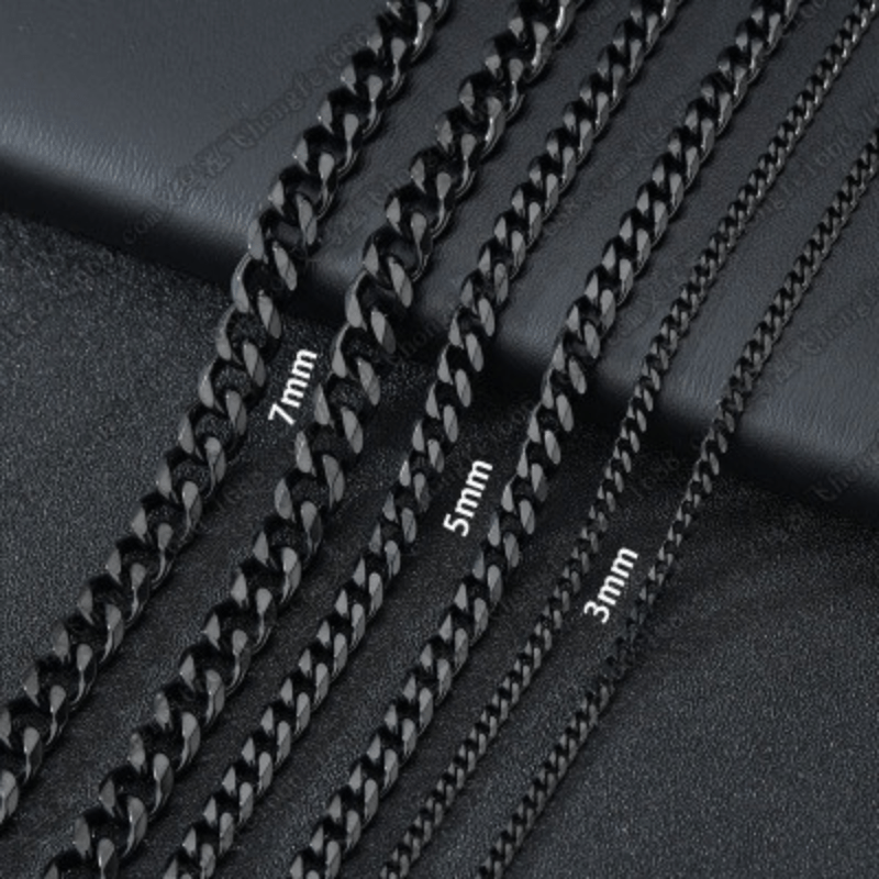 1pc Men's Stainless Steel Cuban Link Chain Necklace, Artificial Jewelry Accessories, 3.0mm/5.0mm/7.0mm Length 60cm/23.62''