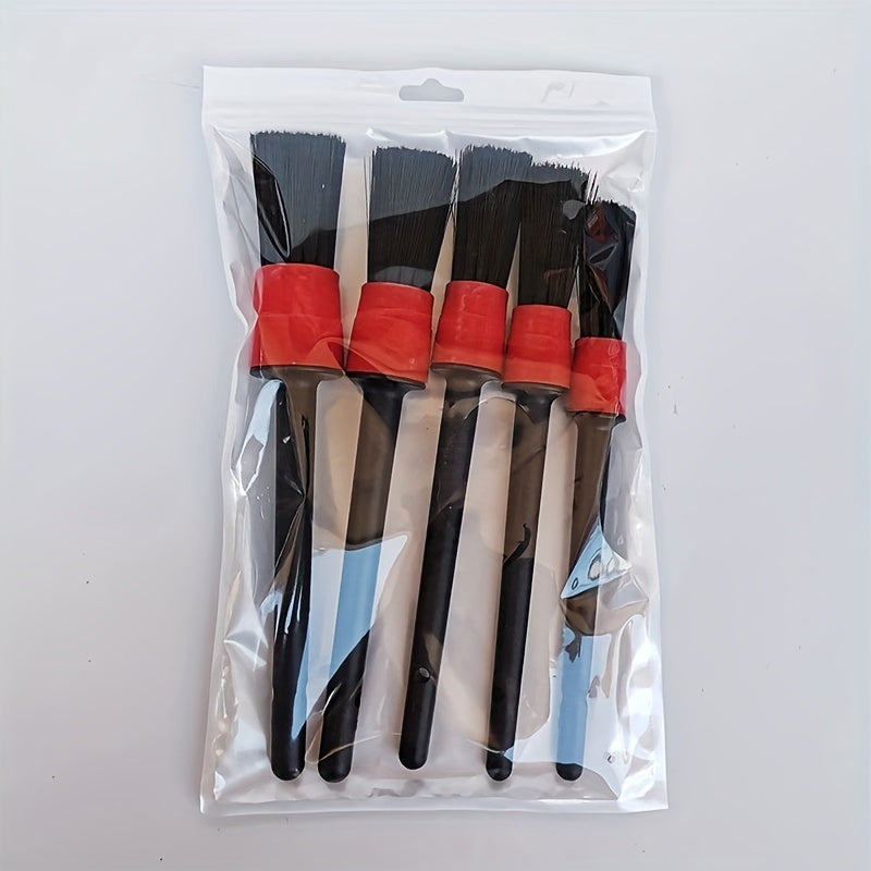 5pcs Car Detailing Brush Set, Car Interior Cleaning Detailing Soft Brush Set, 5 Soft Detail Brushes For Automotive Air Conditioner Brush Dashboard
