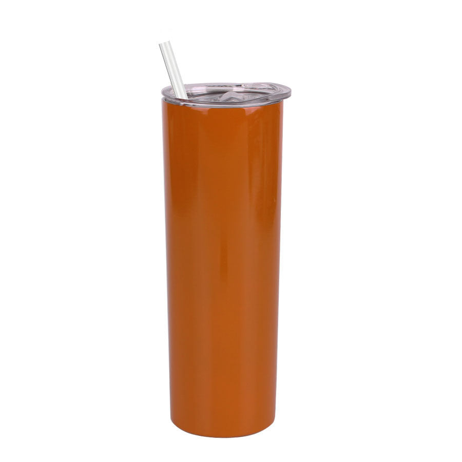 1pc Skinny Tumbler 20oz, Stainless Steel Double Wall Water Bottle, Vacuum Insulated Slim Cup With Lid Straw