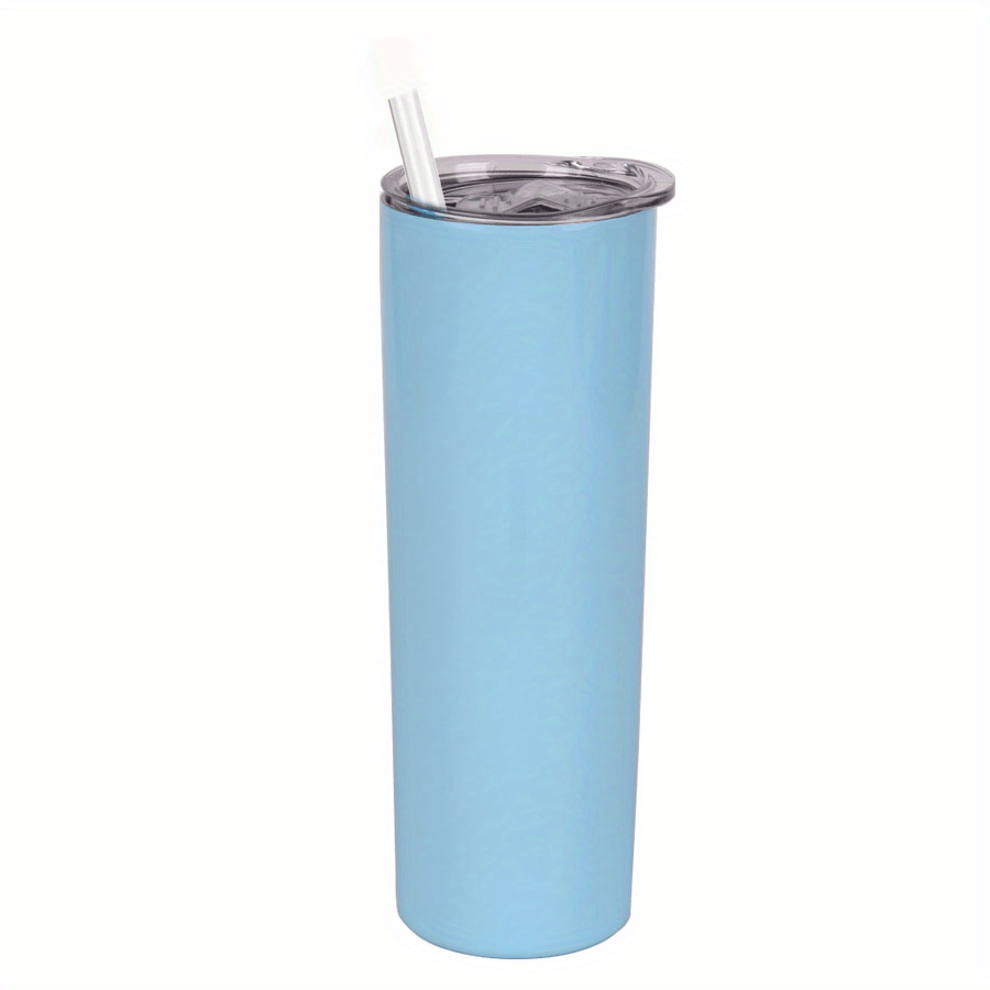 1pc Skinny Tumbler 20oz, Stainless Steel Double Wall Water Bottle, Vacuum Insulated Slim Cup With Lid Straw