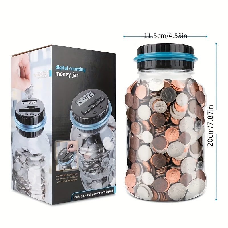 High quality 800+coin capacity digital counting currency jar - powered by 2AAA battery (not included) -Fits All US Coins