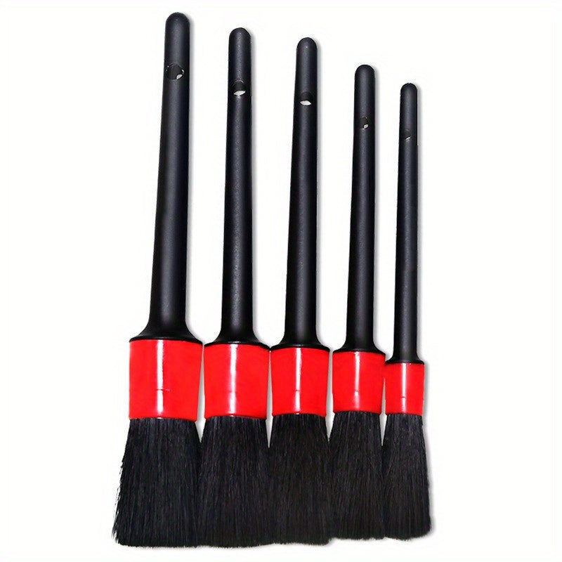 5pcs Car Detailing Brush Set, Car Interior Cleaning Detailing Soft Brush Set, 5 Soft Detail Brushes For Automotive Air Conditioner Brush Dashboard