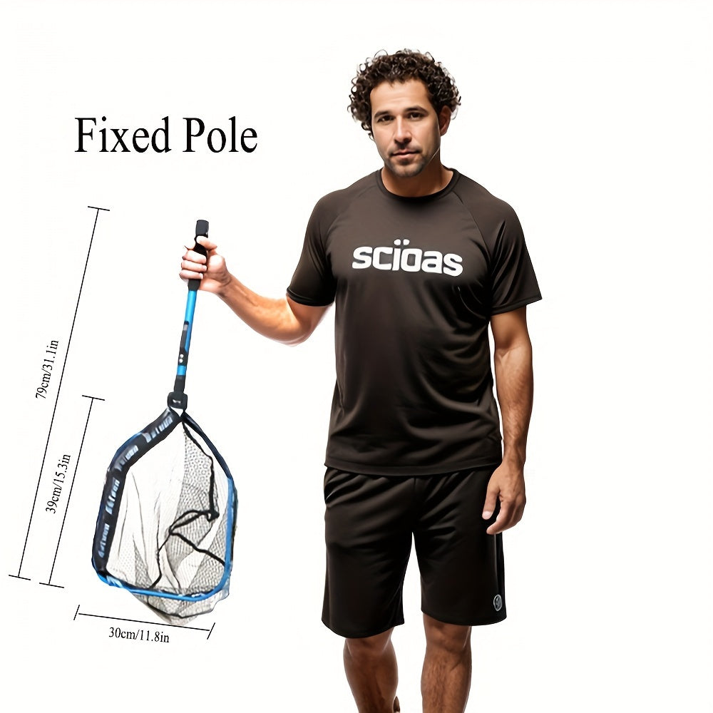 YVLEEN Floating Fishing Net - Foldable Aluminum Frame with Rubber Coated Mesh, Lightweight & Durable for Freshwater & Saltwater Fishing, Easy Catch & Release, Blue & Black Design, Portable Angling Gear | Foldable Design | Erg