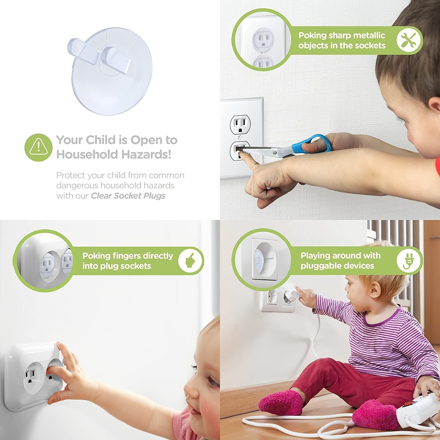 10pcs 10-Pack Baby Proofing Outlet Covers, Hidden Handle Square Socket Protectors for Kids, Safety Plug Covers for Electrical Outlets, Christmas, Halloween, Thanksgiving Gifts