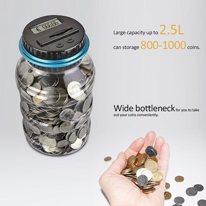 High quality 800+coin capacity digital counting currency jar - powered by 2AAA battery (not included) -Fits All US Coins