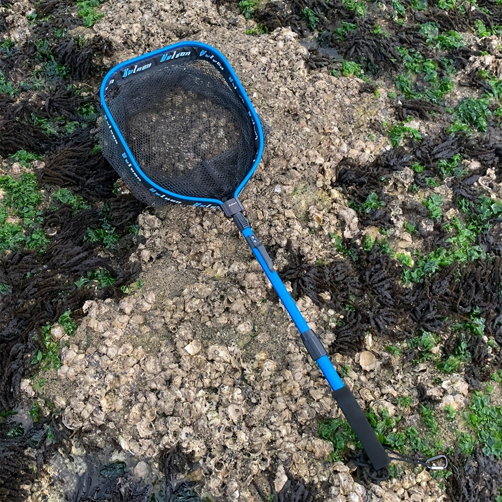 YVLEEN Floating Fishing Net - Foldable Aluminum Frame with Rubber Coated Mesh, Lightweight & Durable for Freshwater & Saltwater Fishing, Easy Catch & Release, Blue & Black Design, Portable Angling Gear | Foldable Design | Erg