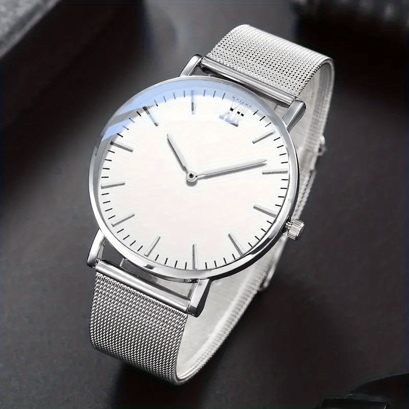 2022 Sleek Mens Ultra-Thin Watch - Elegant Simplicity - Stainless Steel Mesh Band, Quartz Movement, Business Casual