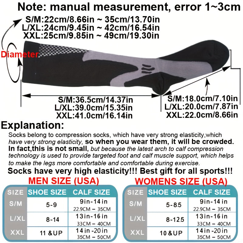 1Pair Compression Socks Travelers Socks Football Soccer Thigh Long Tube Unisex Outdoor Sports Nurses Stockings For Men Women