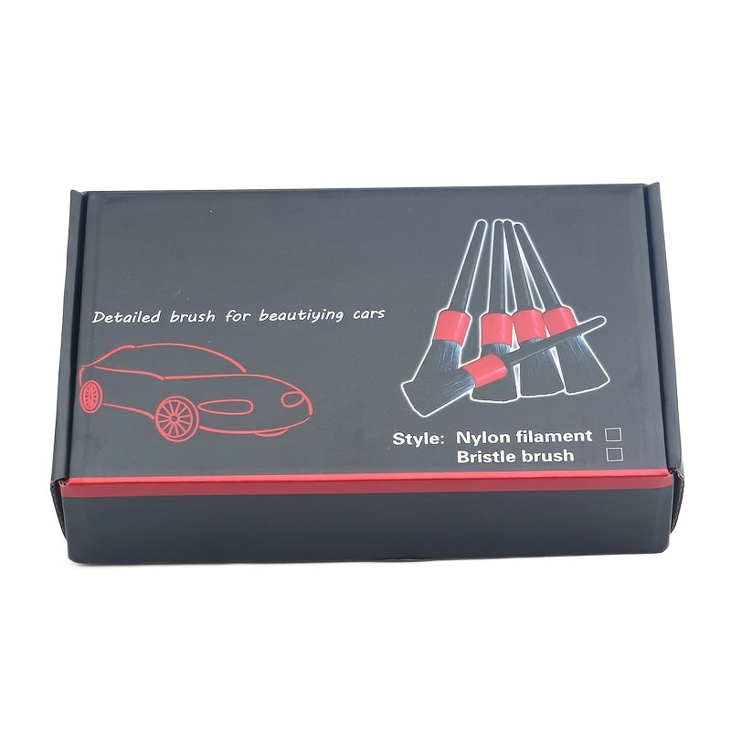 5pcs Car Detailing Brush Set, Car Interior Cleaning Detailing Soft Brush Set, 5 Soft Detail Brushes For Automotive Air Conditioner Brush Dashboard