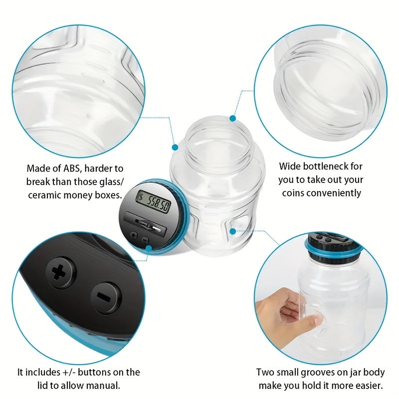 High quality 800+coin capacity digital counting currency jar - powered by 2AAA battery (not included) -Fits All US Coins