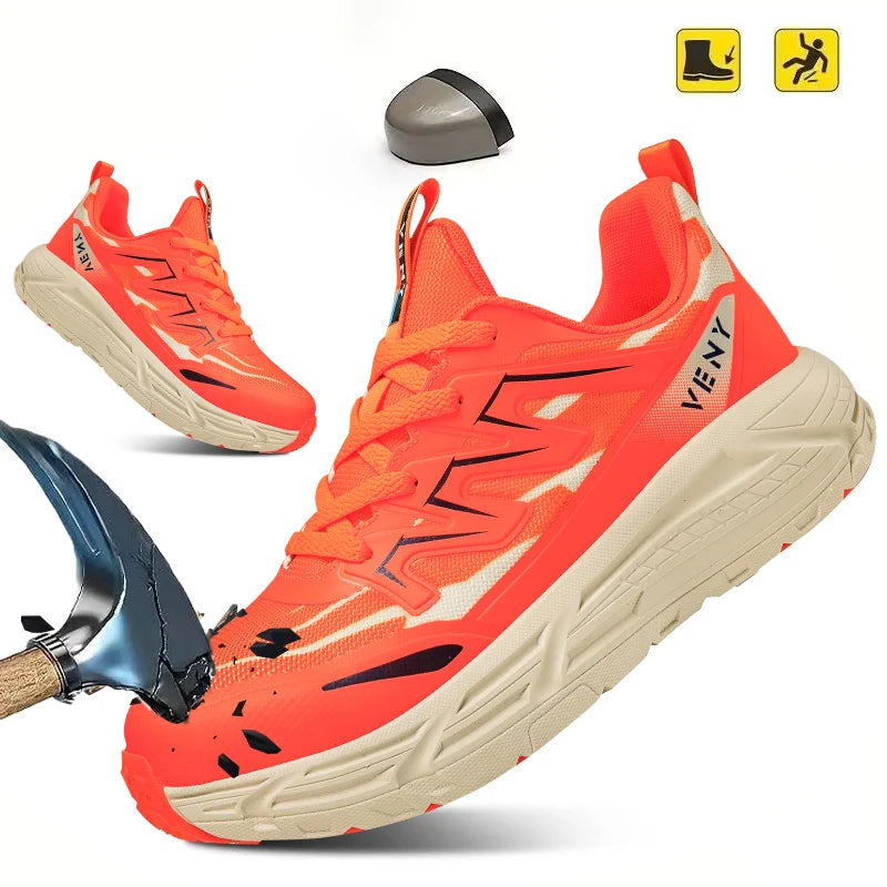 Safety Shoes Men Steel Toe Work Shoes Sneakers Anti-smash Anti-puncture Indestructible Shoes Outdoor Breathable Lightweight New