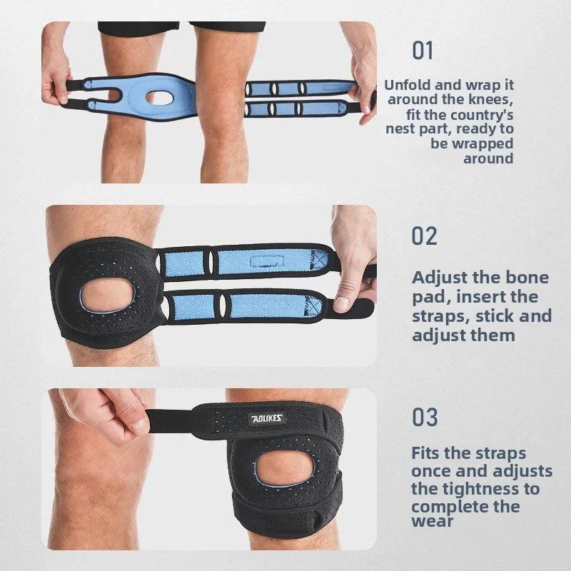 Patella Belt Knee Pads Running Cycling Double Strap Sports Knee Pads Adjusted Compression Shock Absorption Patellar Protection