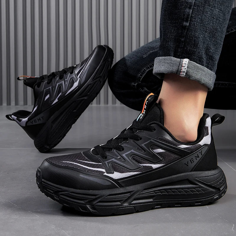 Safety Shoes Men Steel Toe Work Shoes Sneakers Anti-smash Anti-puncture Indestructible Shoes Outdoor Breathable Lightweight New