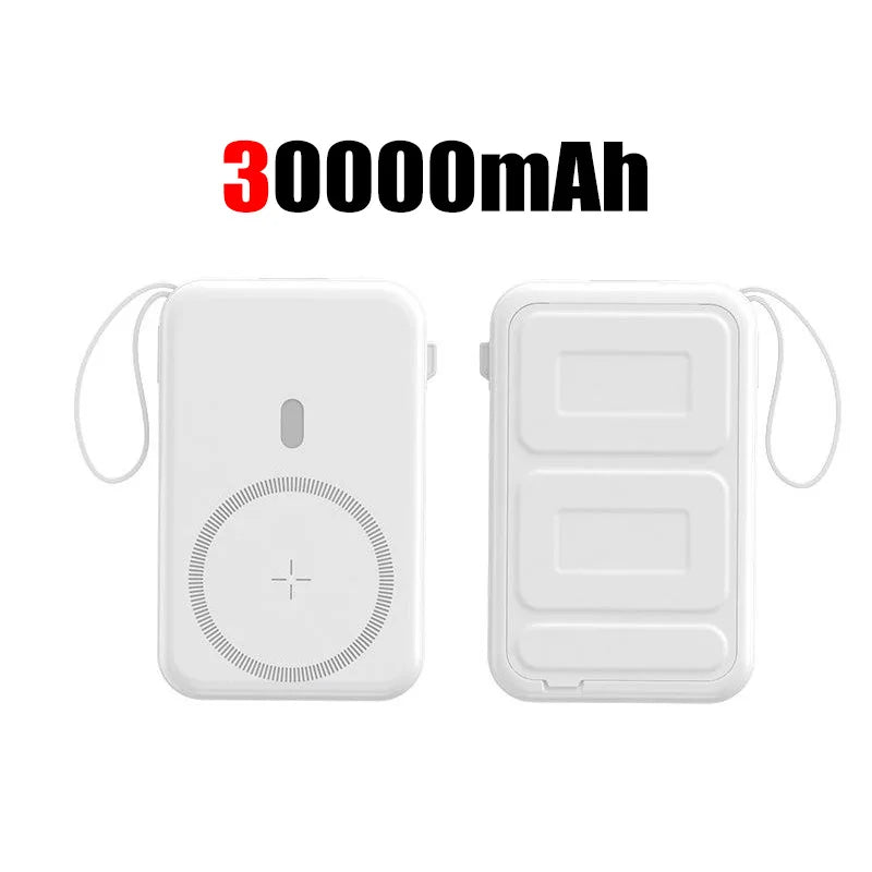 50000mah Mobile Power Bank 22.5w Fast Charging For Magsafe Wireless Charging Built-in Cables Portable Power Bank For IPhone