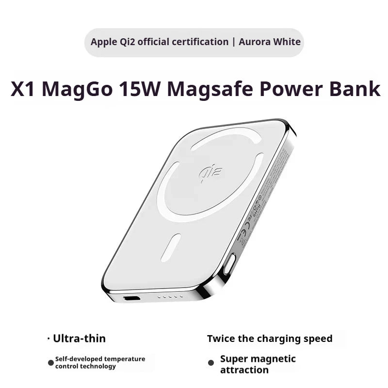 Xilecaly Qi2 Magnetic Power Bank 10000mAh Ultra-Slim Aerospace-Grade Alloy Wireless PD20W For Magsafe Fast Charger for iPhone 16