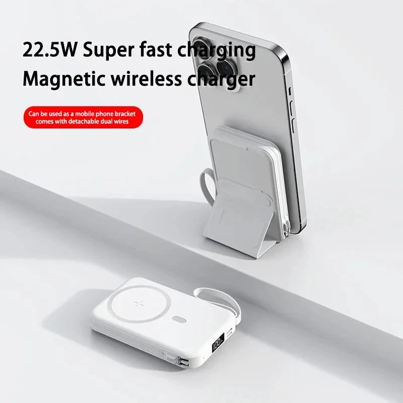 50000mah Mobile Power Bank 22.5w Fast Charging For Magsafe Wireless Charging Built-in Cables Portable Power Bank For IPhone