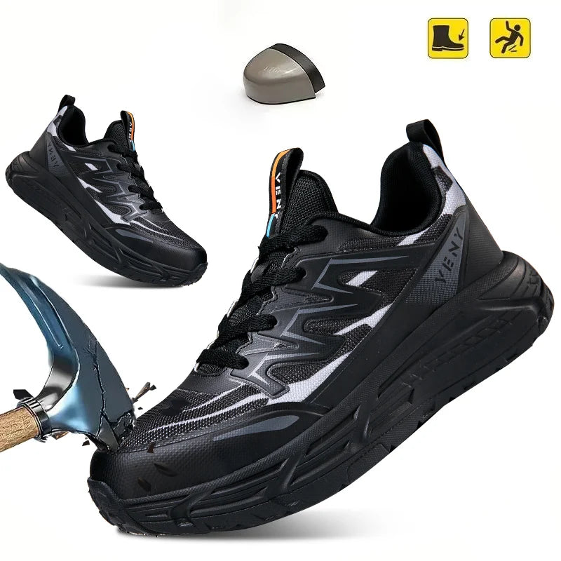 Safety Shoes Men Steel Toe Work Shoes Sneakers Anti-smash Anti-puncture Indestructible Shoes Outdoor Breathable Lightweight New