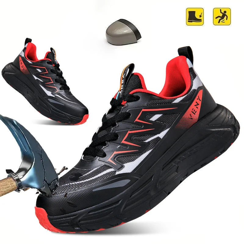 Safety Shoes Men Steel Toe Work Shoes Sneakers Anti-smash Anti-puncture Indestructible Shoes Outdoor Breathable Lightweight New
