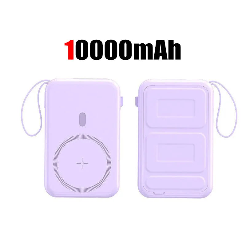 50000mah Mobile Power Bank 22.5w Fast Charging For Magsafe Wireless Charging Built-in Cables Portable Power Bank For IPhone