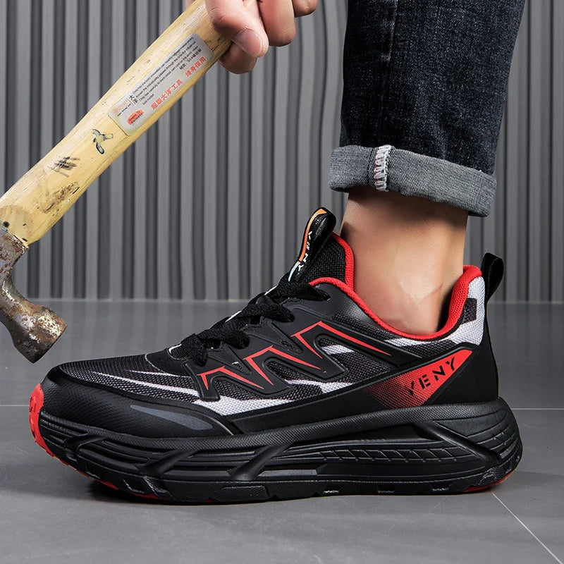 Safety Shoes Men Steel Toe Work Shoes Sneakers Anti-smash Anti-puncture Indestructible Shoes Outdoor Breathable Lightweight New