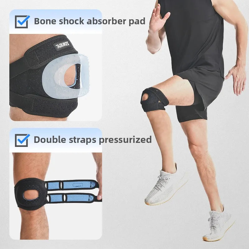 Patella Belt Knee Pads Running Cycling Double Strap Sports Knee Pads Adjusted Compression Shock Absorption Patellar Protection