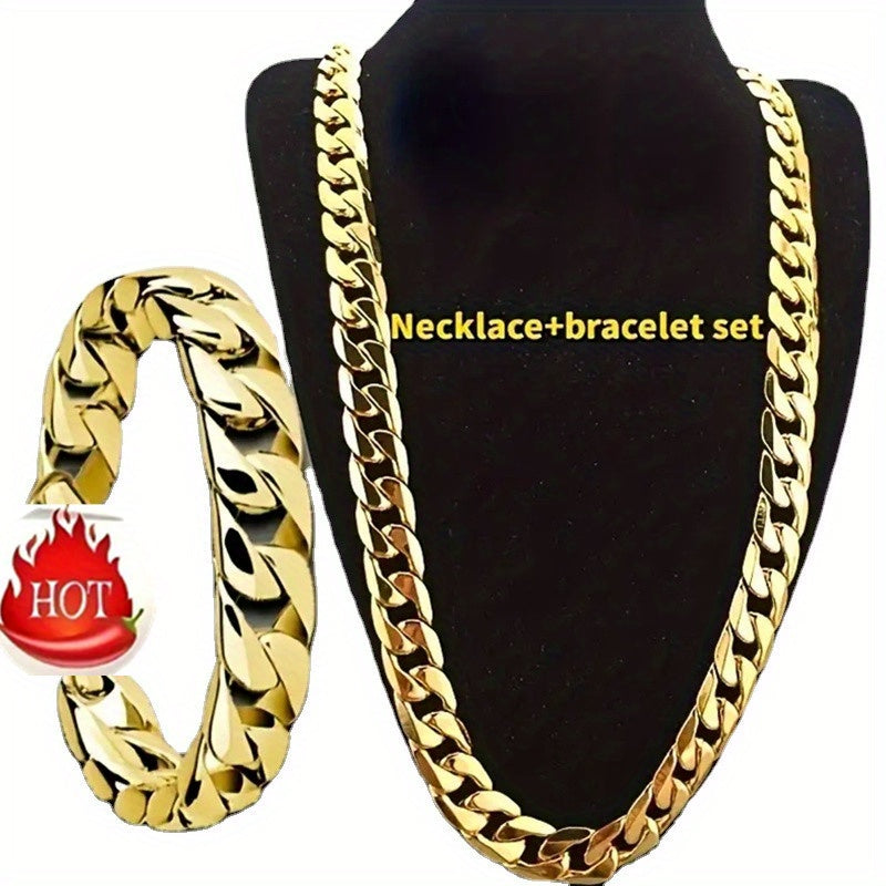 2pcs/set Necklace + Bracelet Fashion Luxury Men & Women Fashion Necklace 18-30 Inch Necklace, Bangle Size:21CM