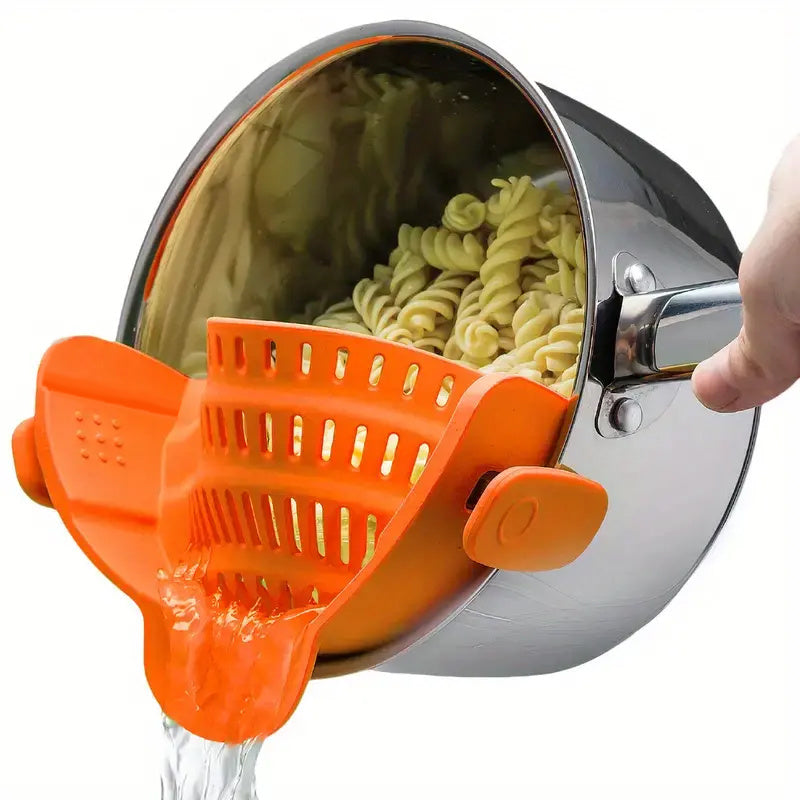 1pc Universal Silicone Strainer - Snap-On, Adjustable Fit for Various Cookware - Hassle-Free Draining for Pasta, Veggies & More