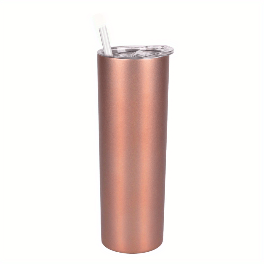1pc Skinny Tumbler 20oz, Stainless Steel Double Wall Water Bottle, Vacuum Insulated Slim Cup With Lid Straw