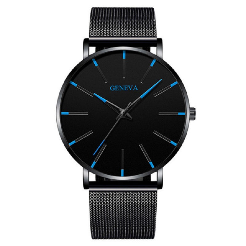 2022 Sleek Mens Ultra-Thin Watch - Elegant Simplicity - Stainless Steel Mesh Band, Quartz Movement, Business Casual