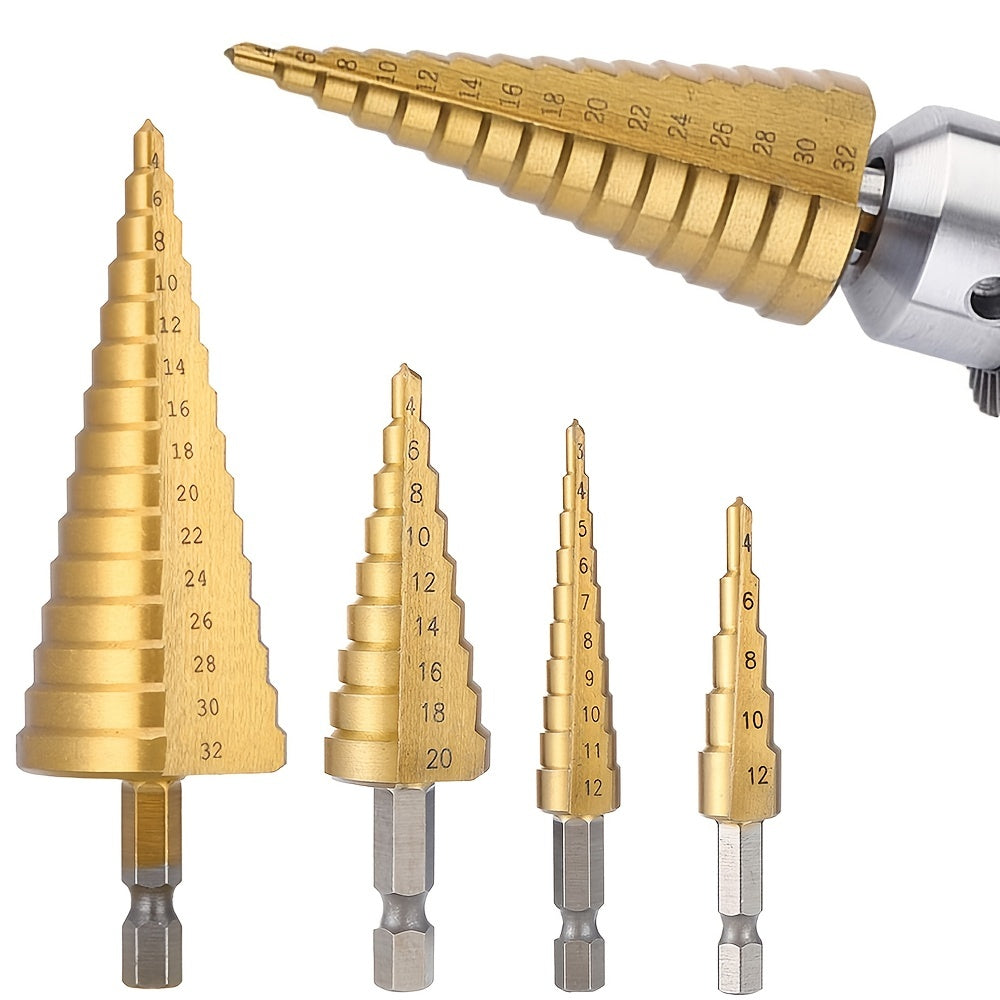 Upgrade Your Drilling Power With This Titanium-Coated HSS Step Drill Bit Set - Perfect For Wood & Metal!