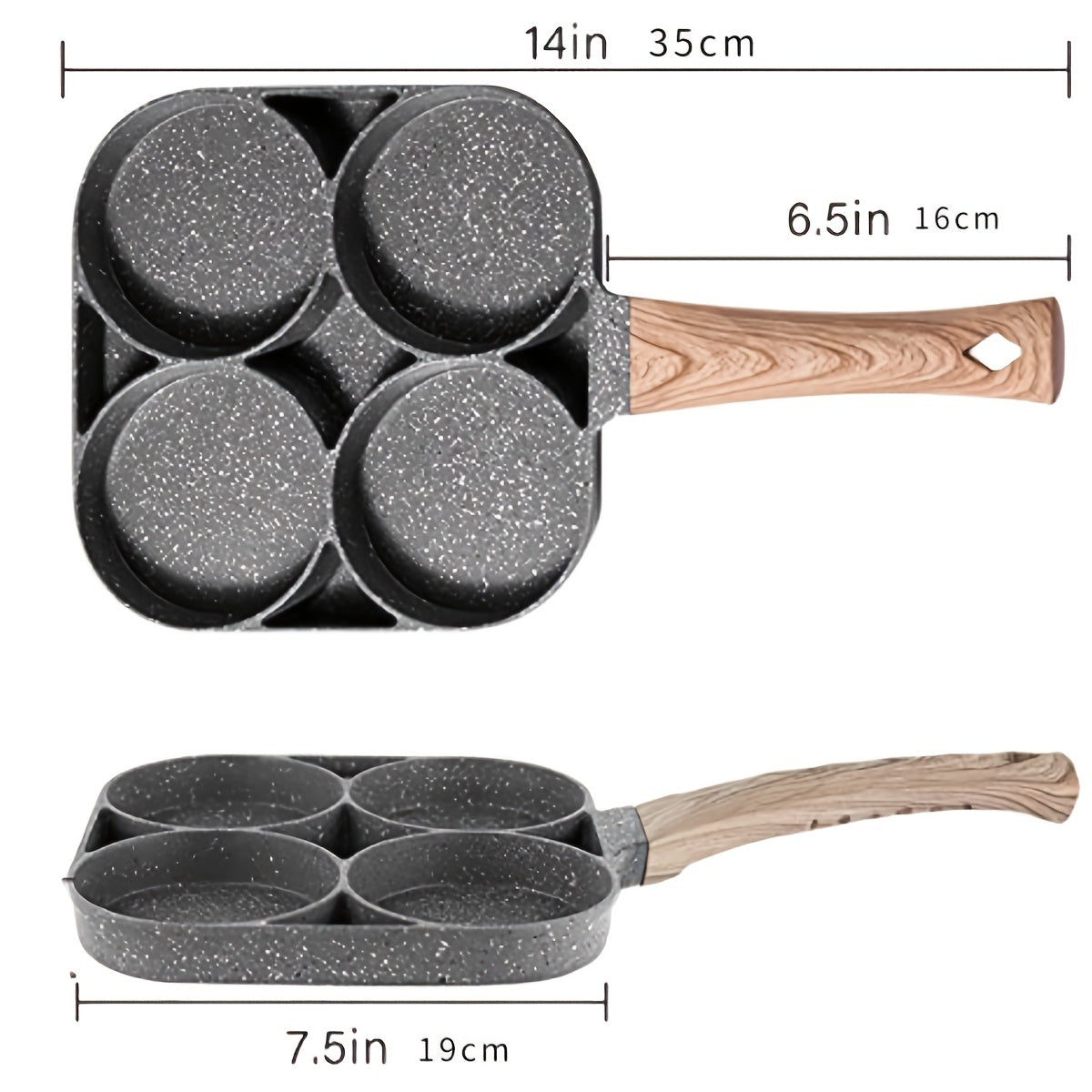 1pc Non-Stick Egg and Hamburger Frying Pan with Wooden Handle for Induction Cooker and Gas Stove - Ideal for Cooking Eggs, Burgers, and More!
