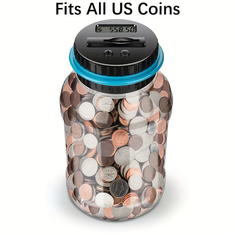 High quality 800+coin capacity digital counting currency jar - powered by 2AAA battery (not included) -Fits All US Coins