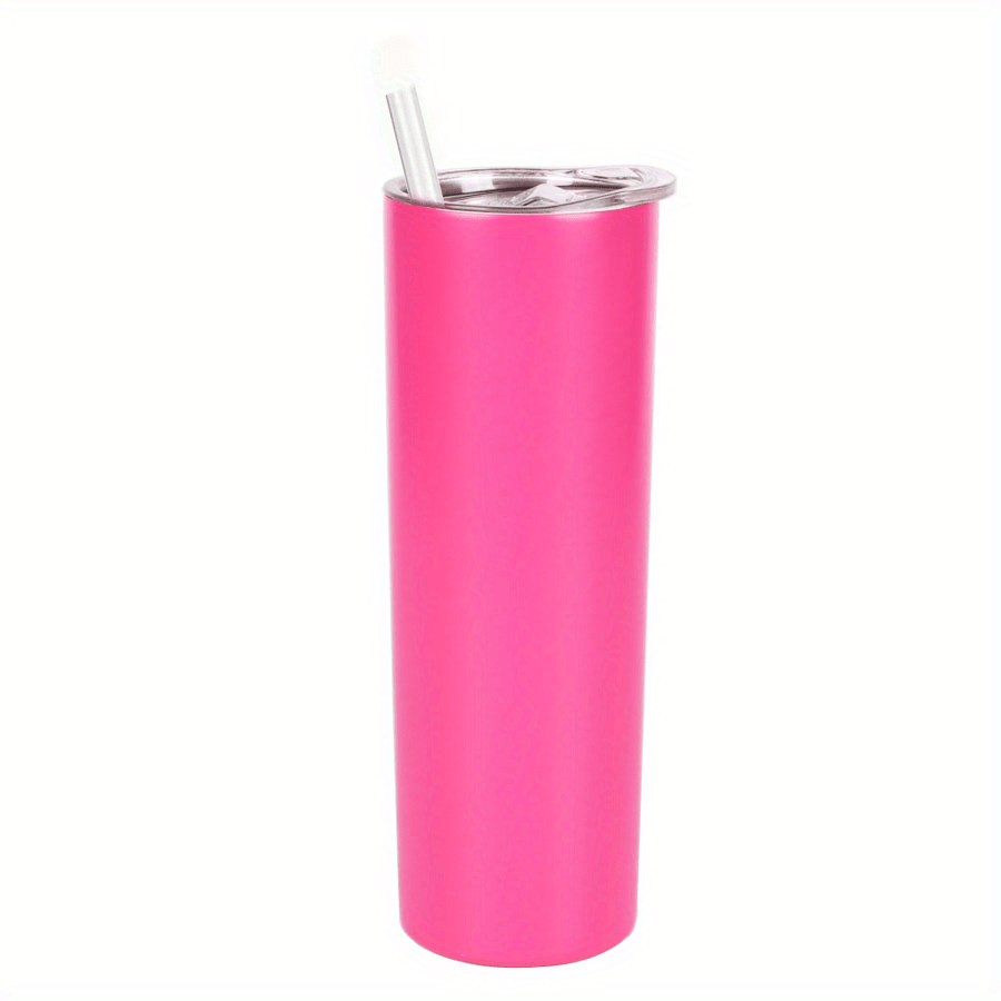 1pc Skinny Tumbler 20oz, Stainless Steel Double Wall Water Bottle, Vacuum Insulated Slim Cup With Lid Straw