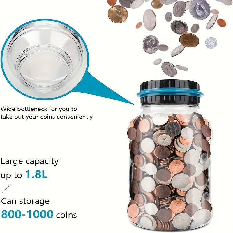 High quality 800+coin capacity digital counting currency jar - powered by 2AAA battery (not included) -Fits All US Coins