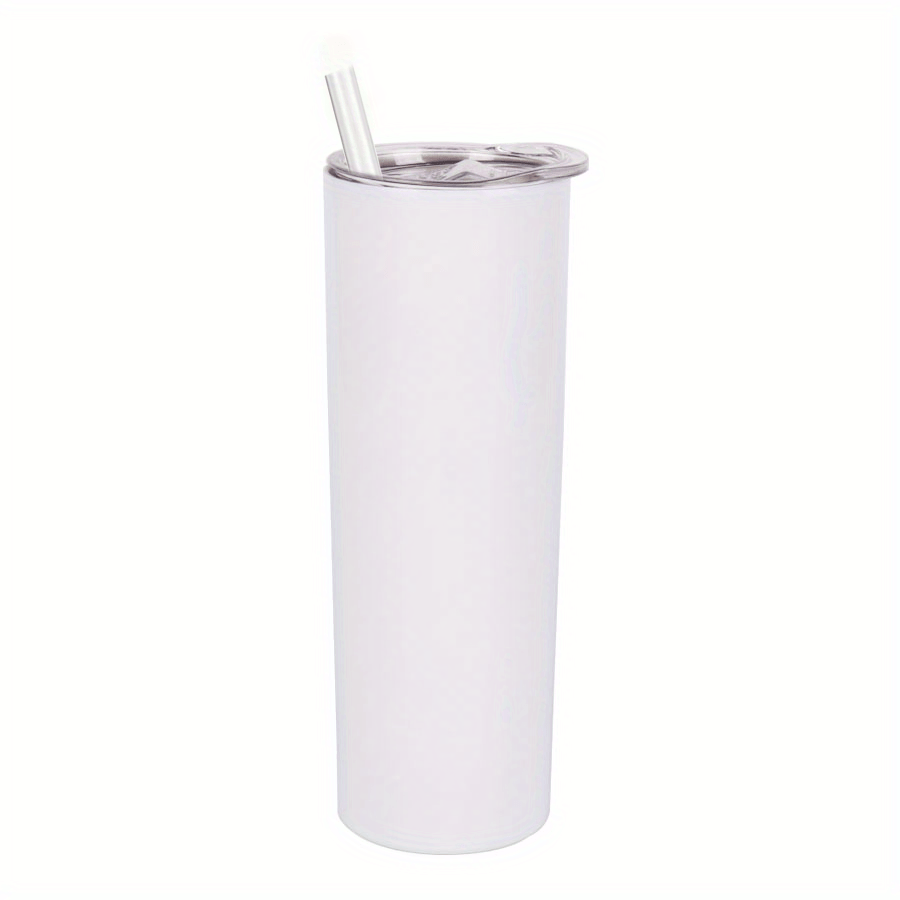 1pc Skinny Tumbler 20oz, Stainless Steel Double Wall Water Bottle, Vacuum Insulated Slim Cup With Lid Straw