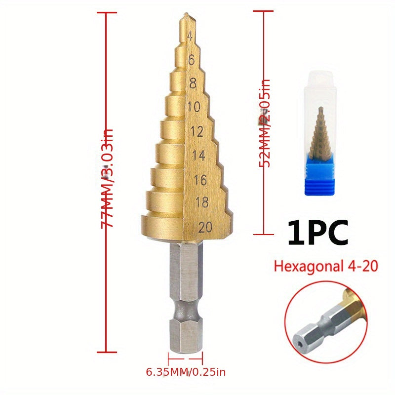 Upgrade Your Drilling Power With This Titanium-Coated HSS Step Drill Bit Set - Perfect For Wood & Metal!