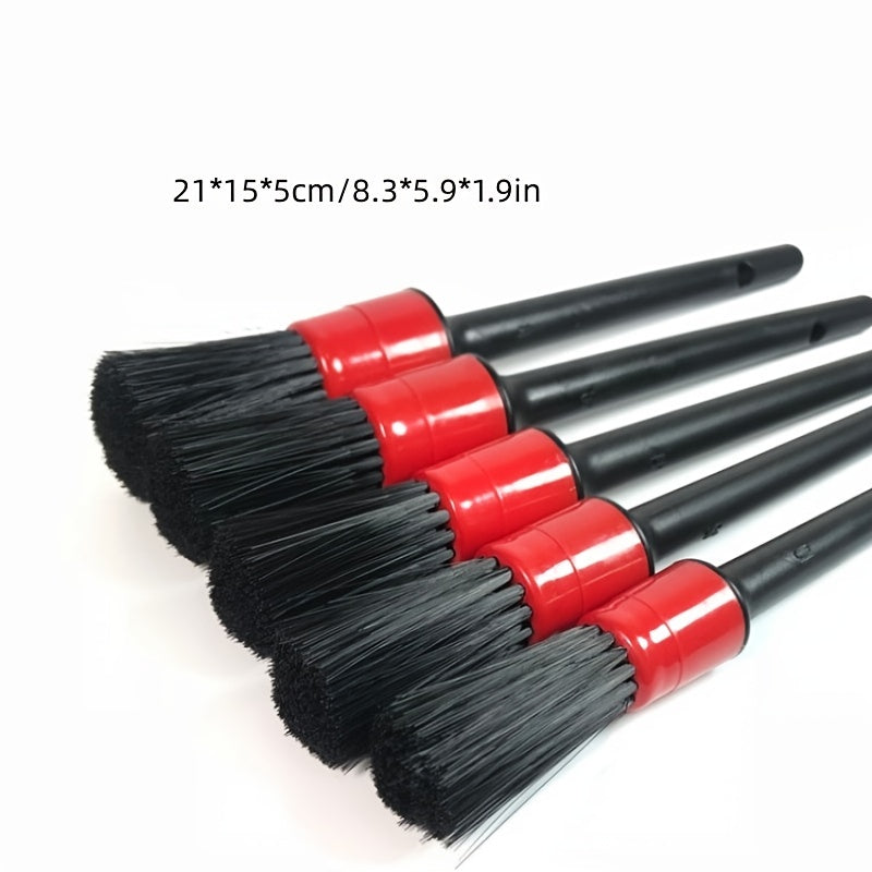 5pcs Car Detailing Brush Set, Car Interior Cleaning Detailing Soft Brush Set, 5 Soft Detail Brushes For Automotive Air Conditioner Brush Dashboard