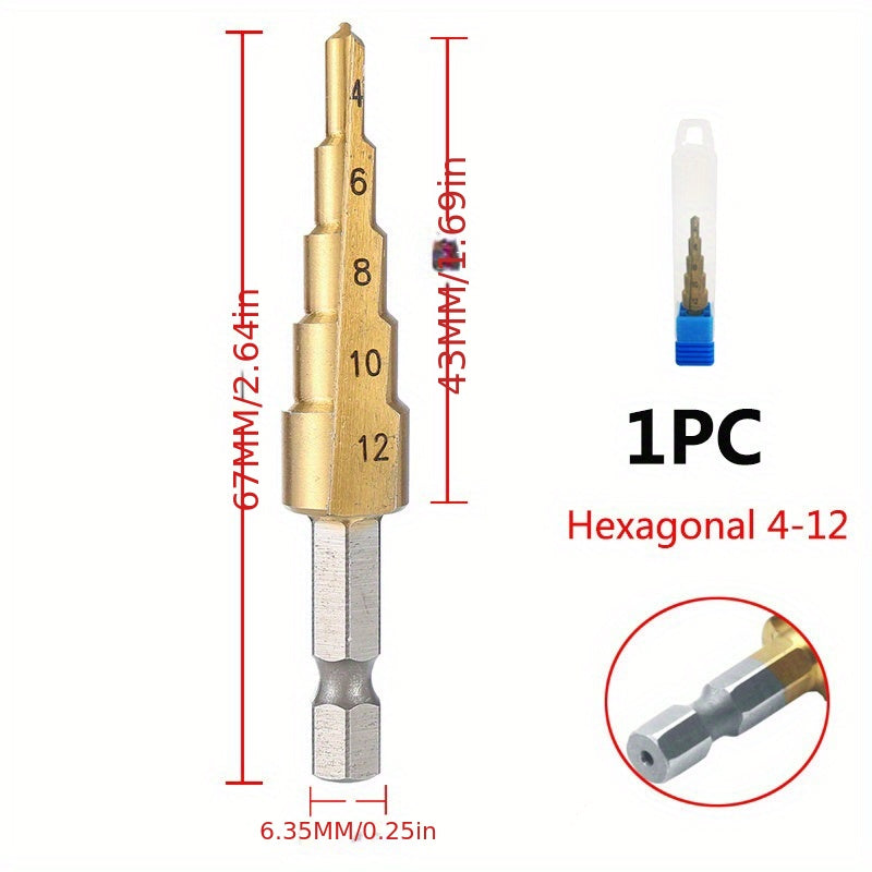 Upgrade Your Drilling Power With This Titanium-Coated HSS Step Drill Bit Set - Perfect For Wood & Metal!