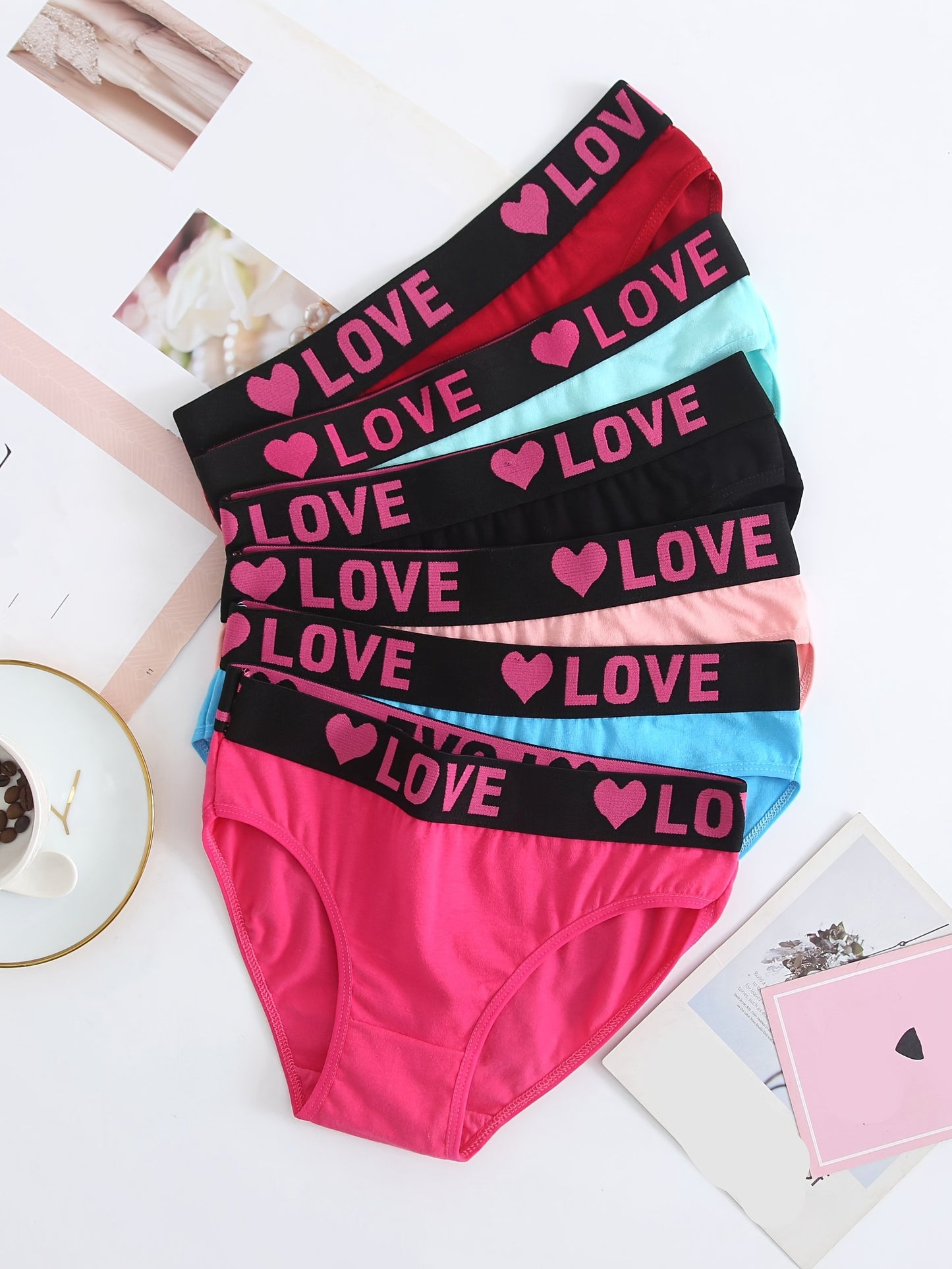 [6 Pack] Colorful Fabric Panties, Seamless Soft & Stretchy Bikini Briefs, Women's Lingerie & Underwear