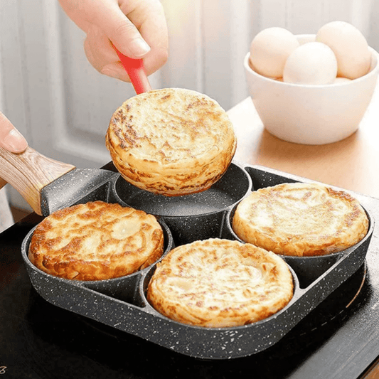 1pc Non-Stick Egg and Hamburger Frying Pan with Wooden Handle for Induction Cooker and Gas Stove - Ideal for Cooking Eggs, Burgers, and More!