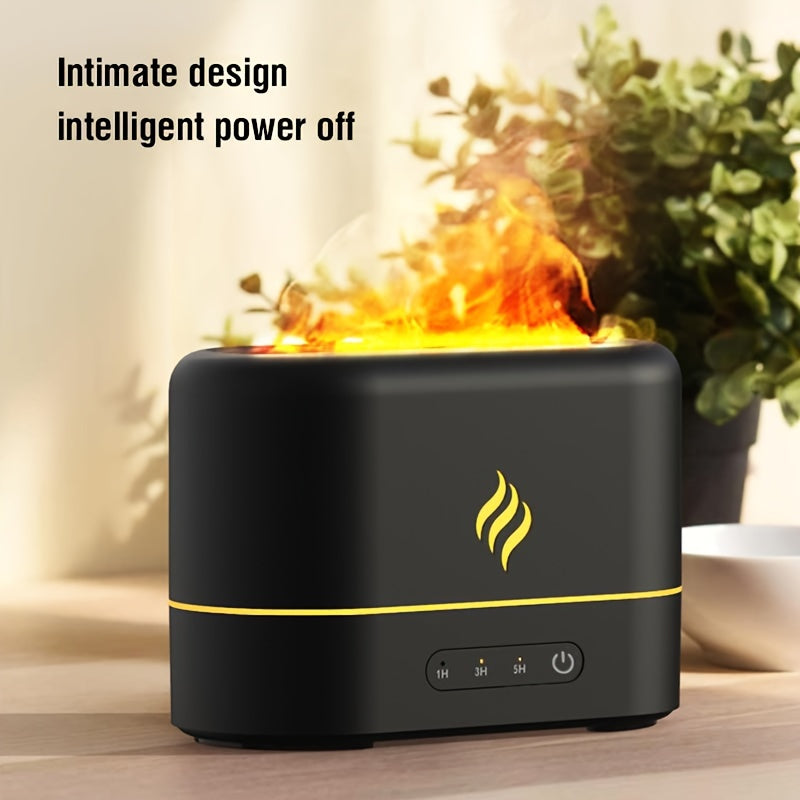 1pc 7 colors Flame Simulation Ultrasonic Humidifier with Aromatherapy and Lighting - USB Powered Essential Oil Diffuser for Bedroom and Travel