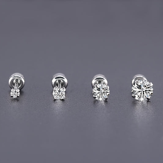 1 Pair Titanium Steel Earrings For Men, Clean Zircon Earrings Jewelry