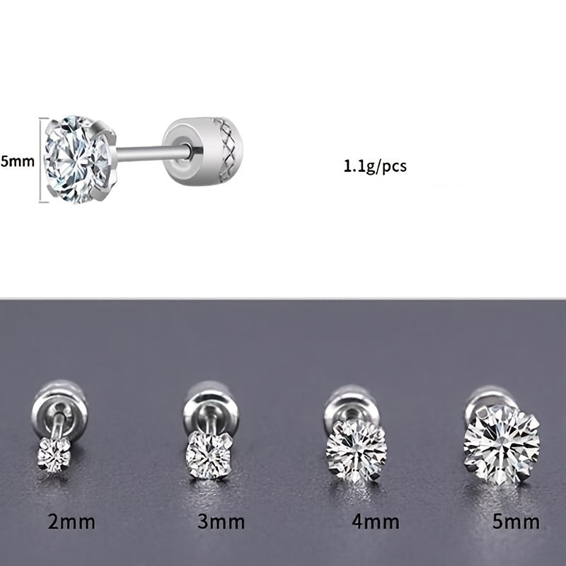 1 Pair Titanium Steel Earrings For Men, Clean Zircon Earrings Jewelry