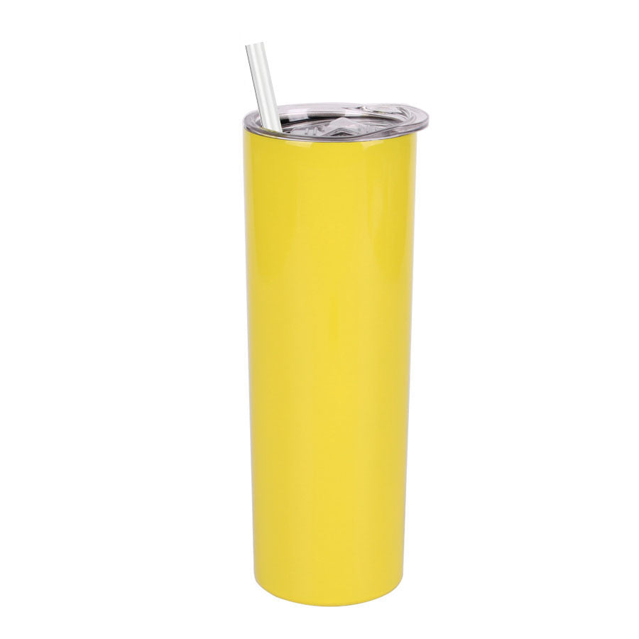 1pc Skinny Tumbler 20oz, Stainless Steel Double Wall Water Bottle, Vacuum Insulated Slim Cup With Lid Straw