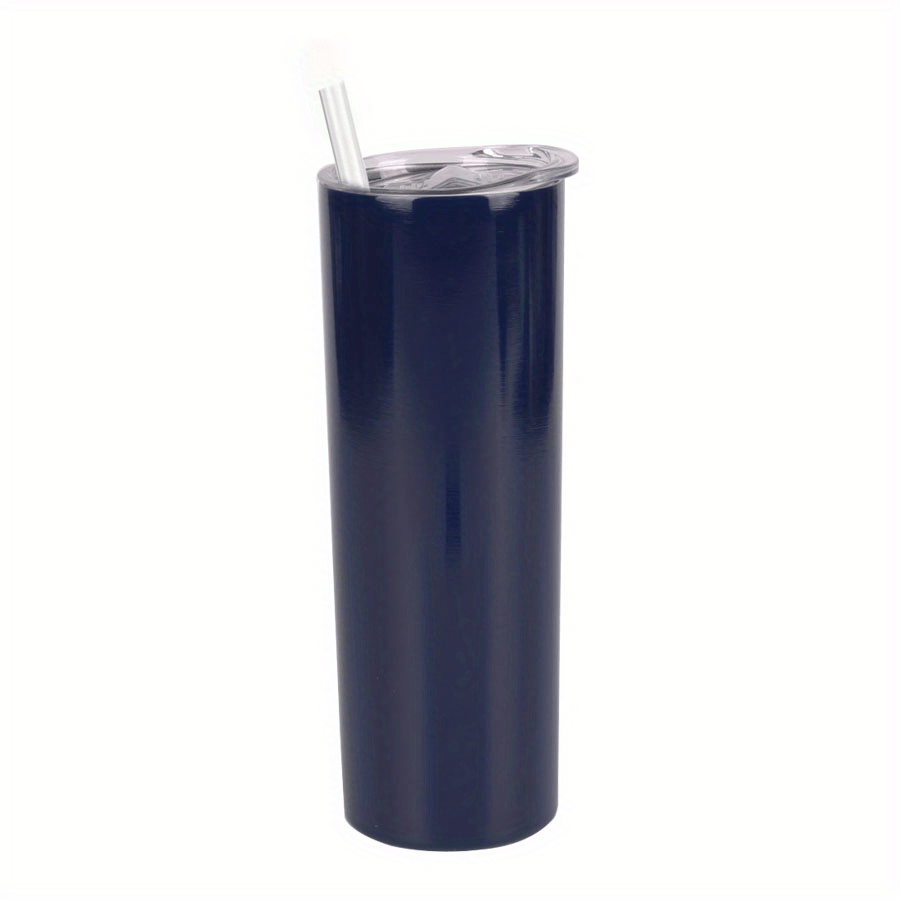 1pc Skinny Tumbler 20oz, Stainless Steel Double Wall Water Bottle, Vacuum Insulated Slim Cup With Lid Straw