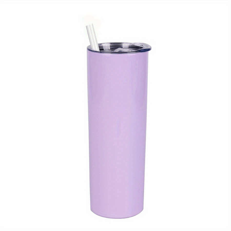 1pc Skinny Tumbler 20oz, Stainless Steel Double Wall Water Bottle, Vacuum Insulated Slim Cup With Lid Straw