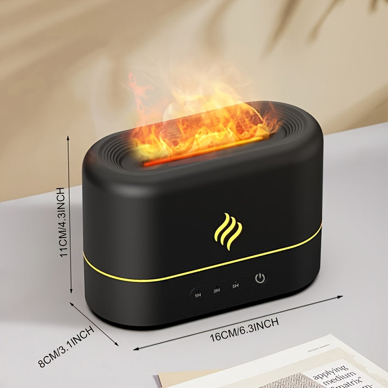 1pc 7 colors Flame Simulation Ultrasonic Humidifier with Aromatherapy and Lighting - USB Powered Essential Oil Diffuser for Bedroom and Travel