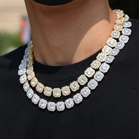 Bold & Stylish Hip Hop Cuban Necklace: Sparkling CZ, White K Plating - Perfect Gift for Fashion-Forward Men