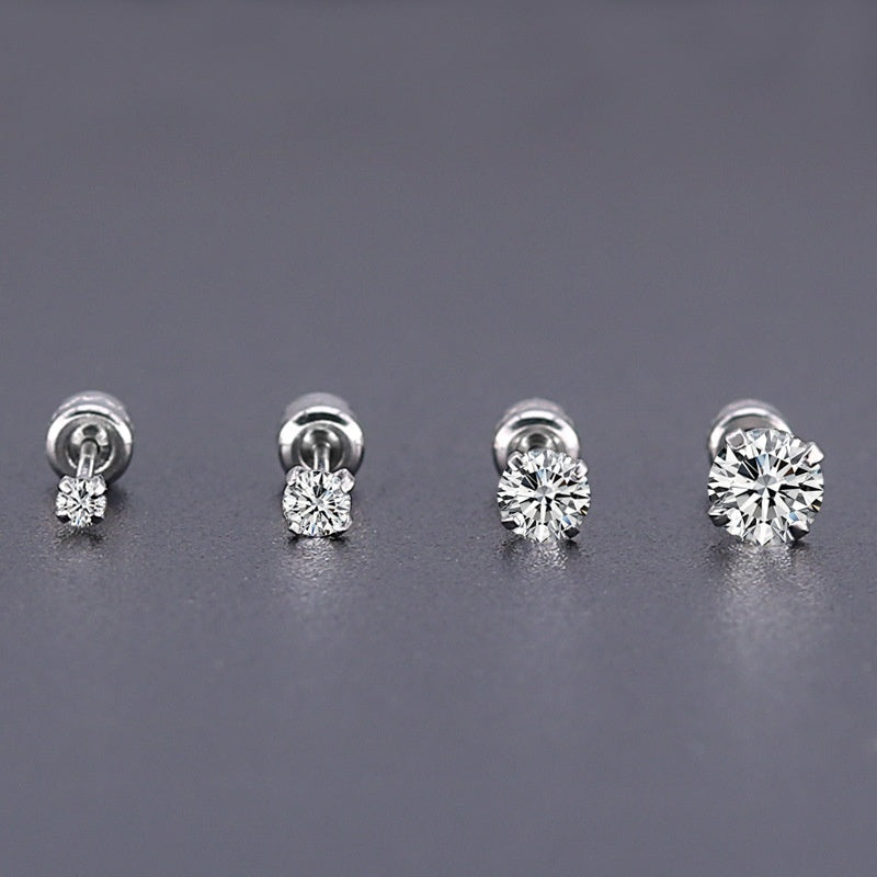 1 Pair Titanium Steel Earrings For Men, Clean Zircon Earrings Jewelry